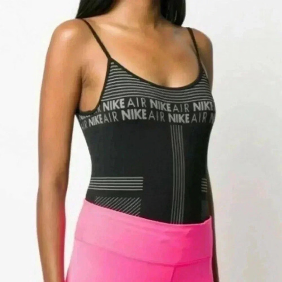 Nike Air Women’s Bodysuit Sleeveless Black Gray Beach Training Thong - Picture 5 of 8